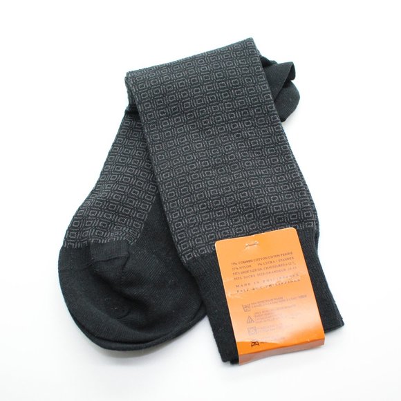 FLORSHEIM Men's Cotton Blend Black Grey Dress Socks - 2 Pairs - Size 10-13 - Picture 3 of 4